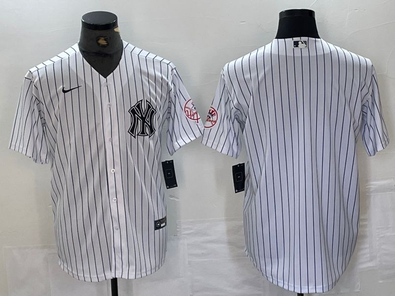 Men New York Yankees Blank White Stripe Second generation joint name Nike 2024 MLB Jersey style 1